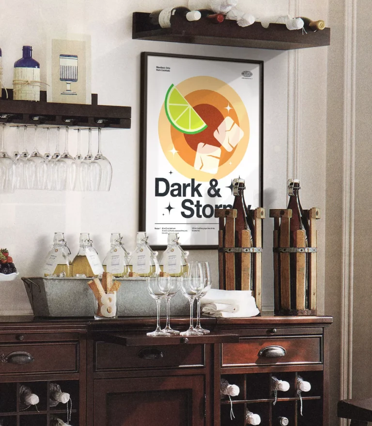 Mid-century modern Dark & Stormy Cocktail poster