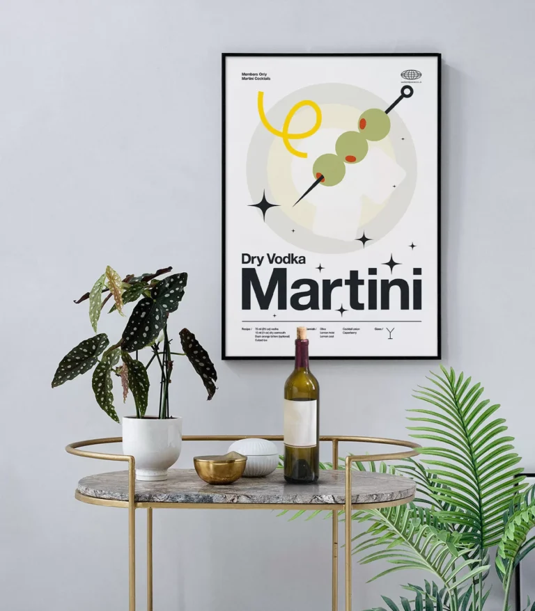 Mid-century modern Dry Vodka Martini Cocktail poster
