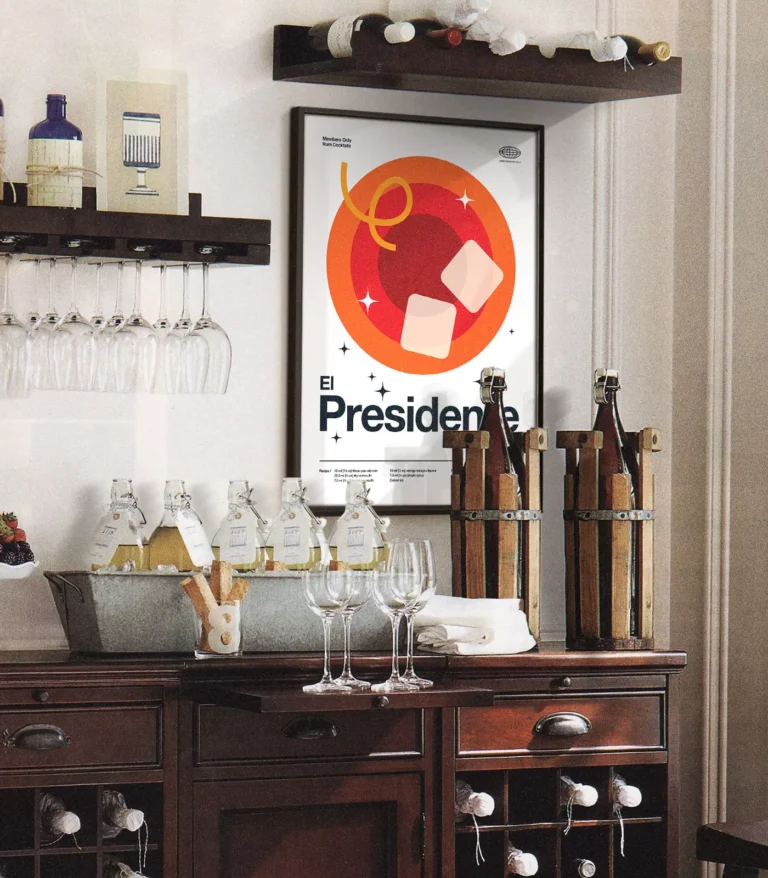 Mid-century modern El Presidente Cocktail poster