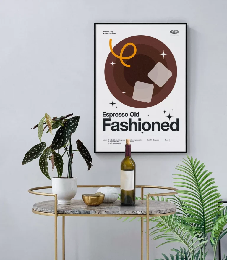 Mid-century modern Espresso Old Fashioned Cocktail poster