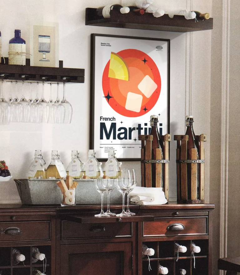 Mid-century modern French Martini Cocktail poster