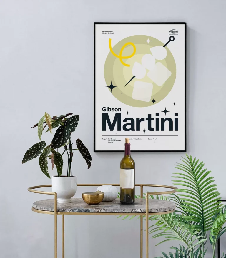 Mid-century modern Gibson Martini Cocktail poster