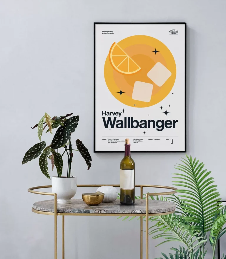 Mid-century modern Harvey Wallbanger Cocktail poster
