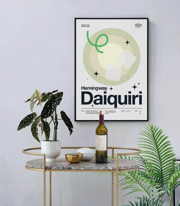 Mid-century modern Hemingway Daiquiri Cocktail poster