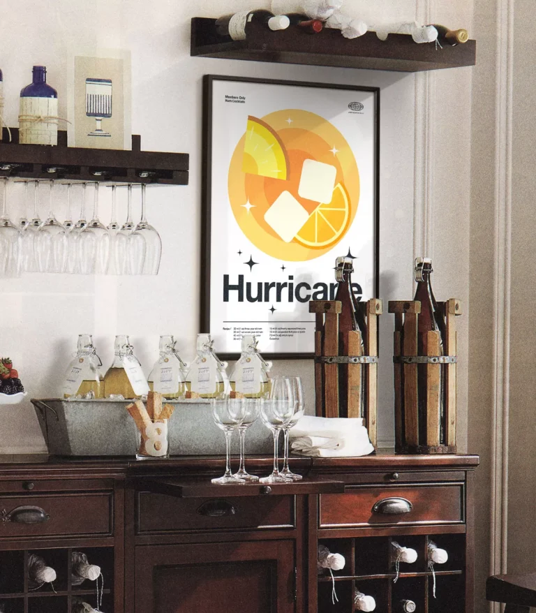 Mid-century modern Hurricane Cocktail poster