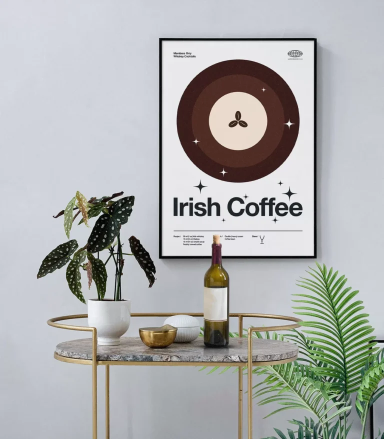 Mid-century modern Irish Coffee Cocktail poster