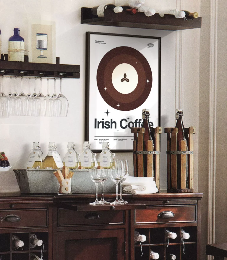 Mid-century modern Irish Coffee Cocktail poster