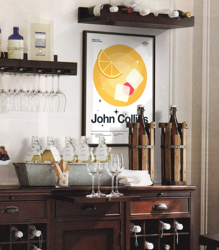 Mid-century modern John Collins Cocktail poster