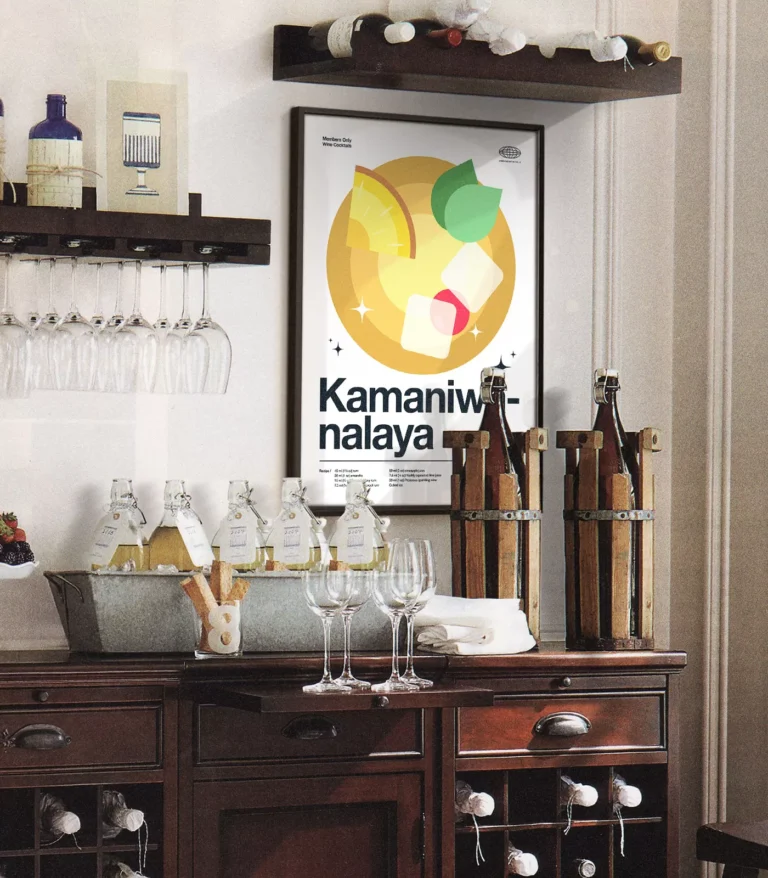 Mid-century modern Kamaniwanalaya Cocktail poster