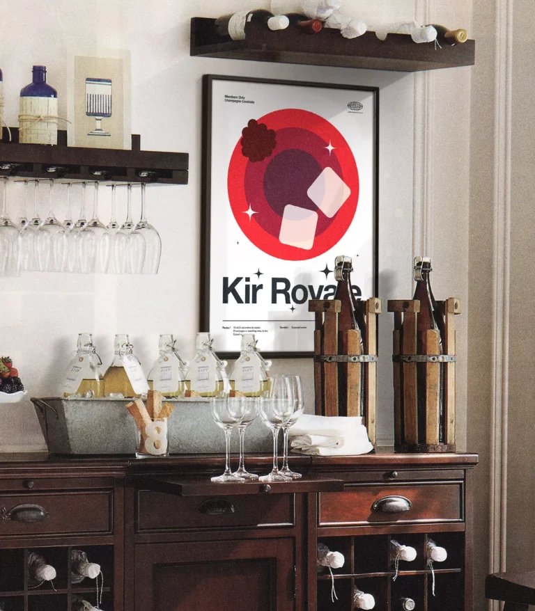 Mid-century modern Kir Royale Cocktail poster
