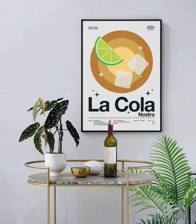 Mid-century modern La Cola Nostra Cocktail poster