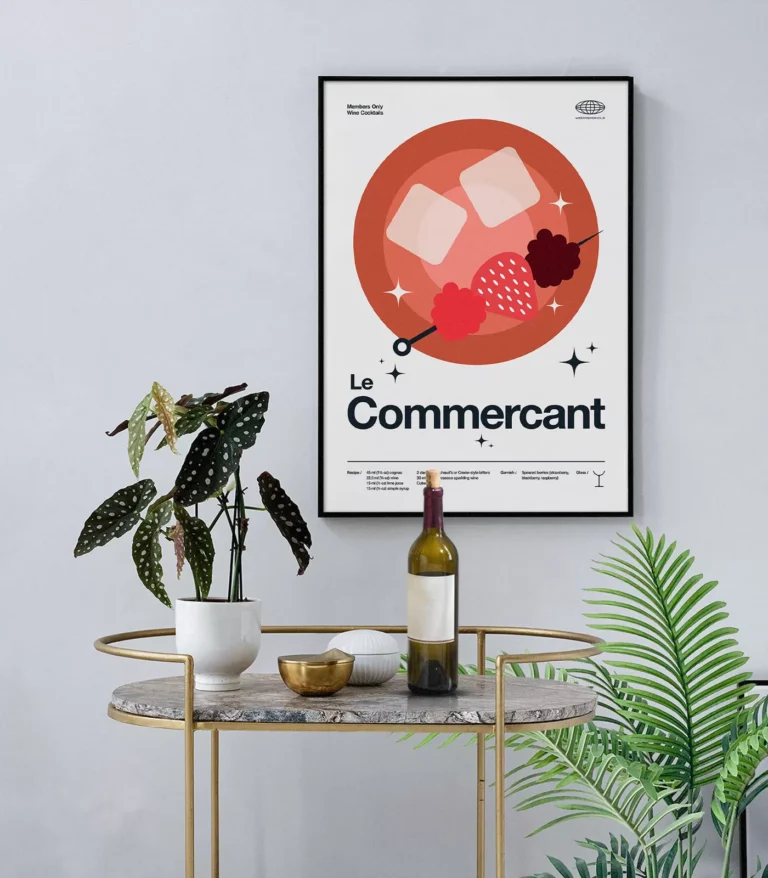 Mid-century modern Le Commercant Cocktail poster