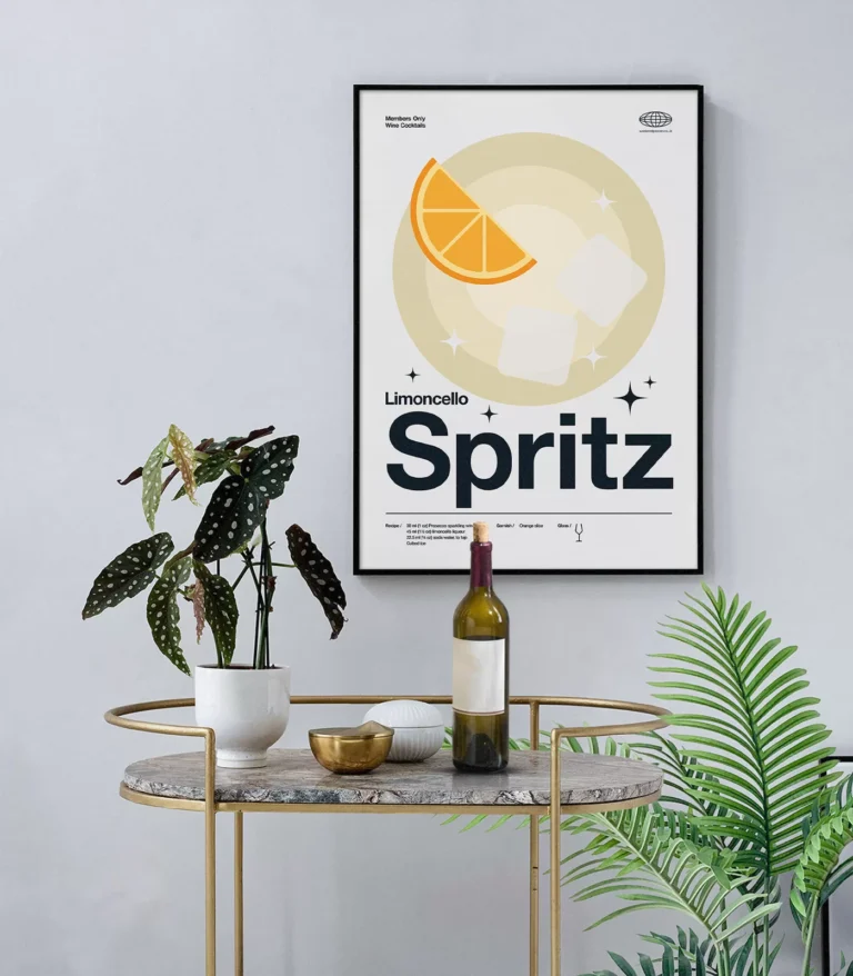 Mid-century modern Limoncello Spritz Cocktail poster