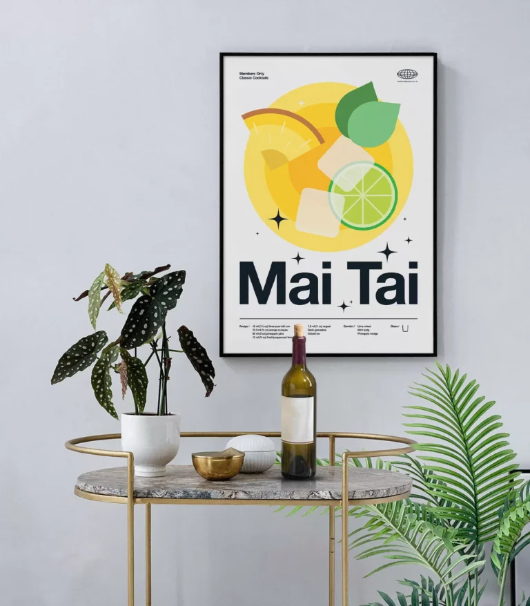 Mid-century modern Mai Tai Cocktail poster