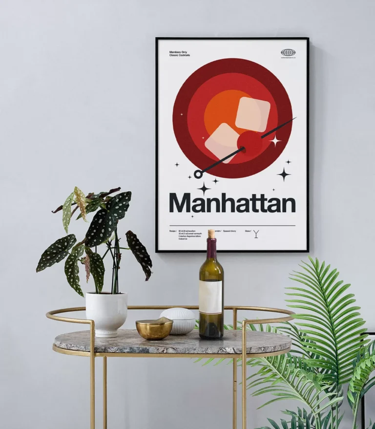 Mid-century modern Manhattan Cocktail poster