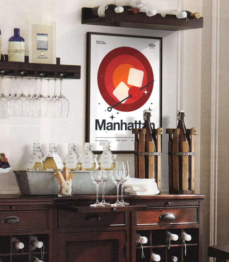 Mid-century modern Manhattan Cocktail poster