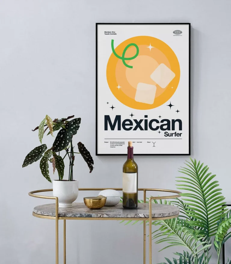 Mid-century modern Mexican Surfer Cocktail poster