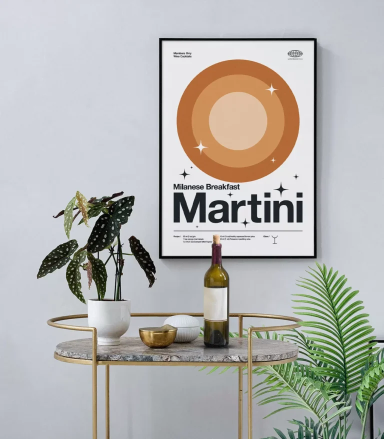 Mid-century modern Milanese Breakfast Martini Cocktail poster
