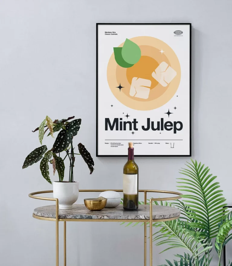 Mid-century modern Mint Julep Cocktail poster