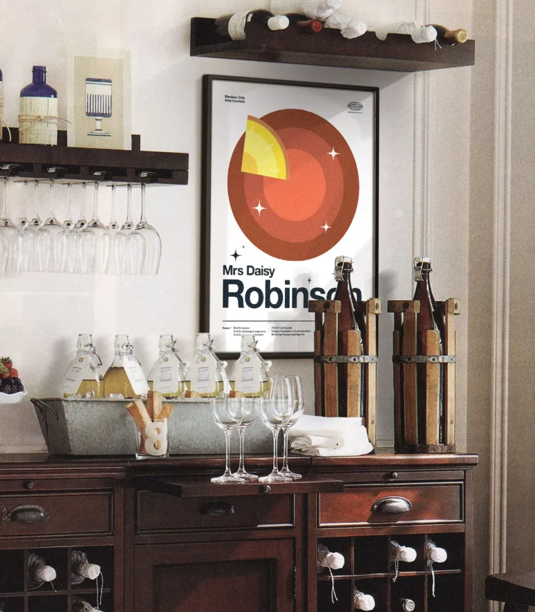 Mid-century modern Mrs Daisy Robinson Cocktail poster