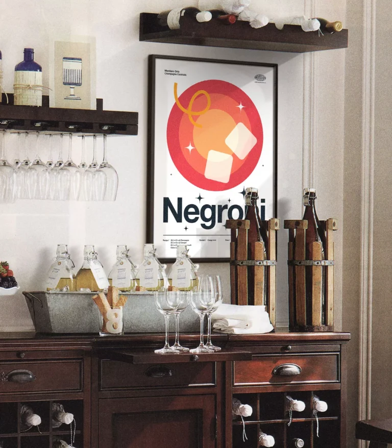 Mid-century modern Negroni Sbagliato Cocktail poster