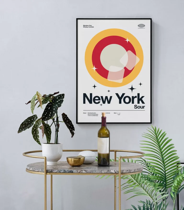 Mid-century modern New York Sour Cocktail poster