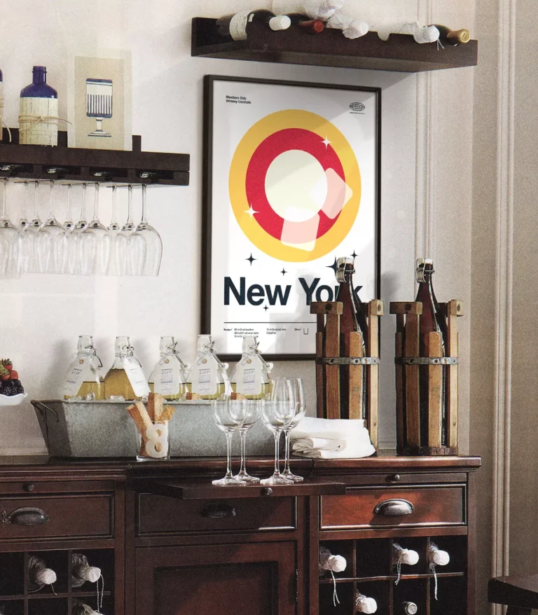 Mid-century modern New York Sour Cocktail poster