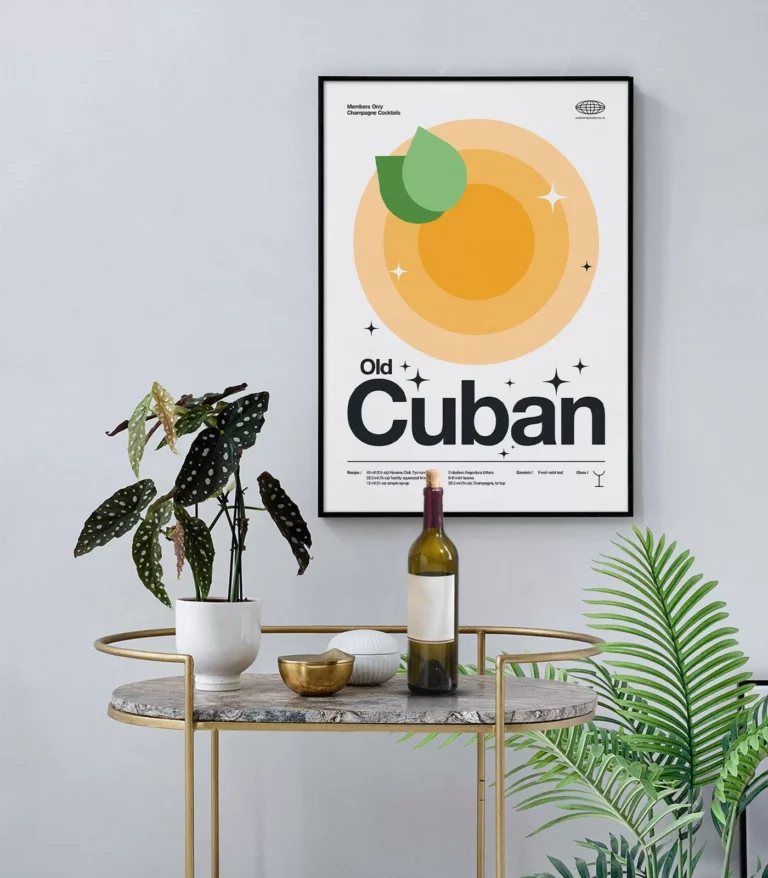 Mid-century modern Old Cuban Cocktail poster