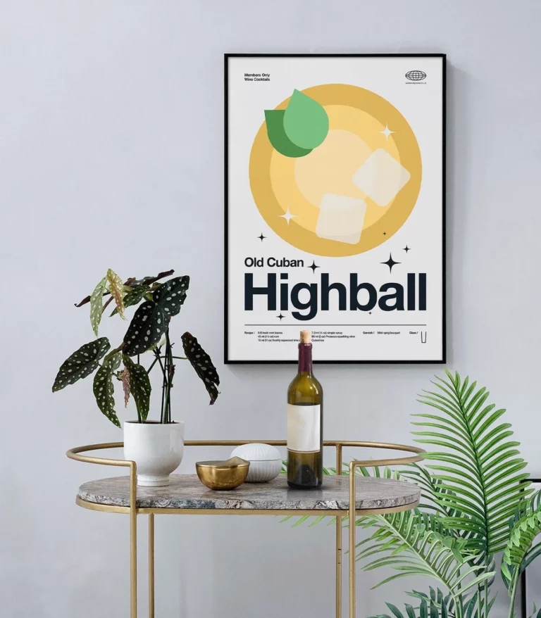 Mid-century modern Old Cuban Highball Cocktail poster