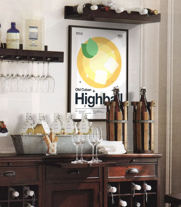 Mid-century modern Old Cuban Highball Cocktail poster