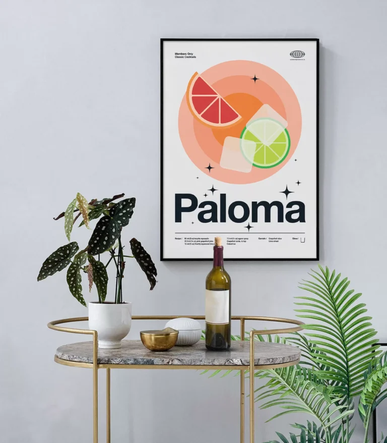 Mid-century modern Paloma Cocktail poster