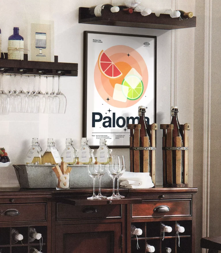 Mid-century modern Paloma Cocktail poster