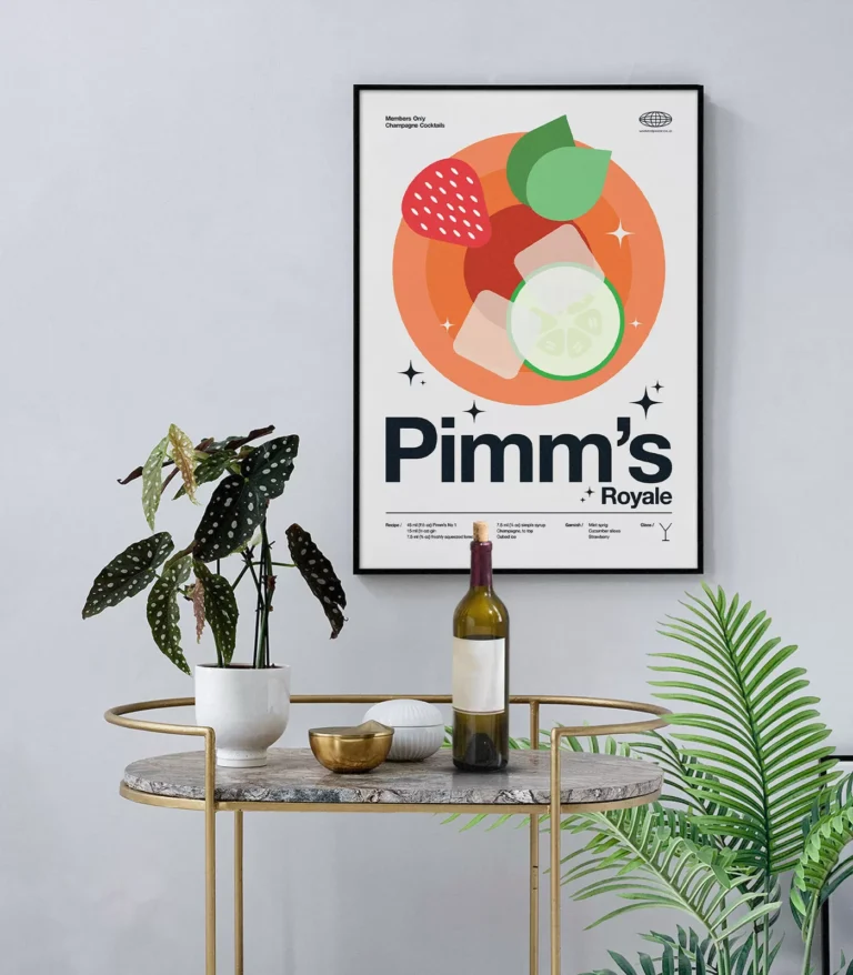 Mid-century modern Pimm's Royale Cocktail poster
