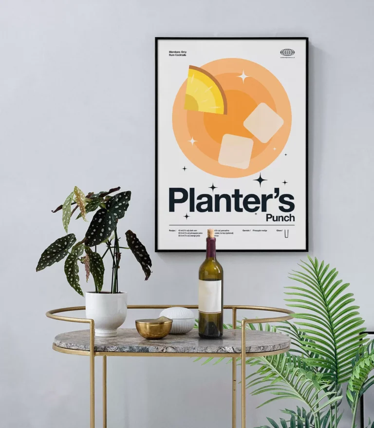 Mid-century modern Planter's Punch Cocktail poster