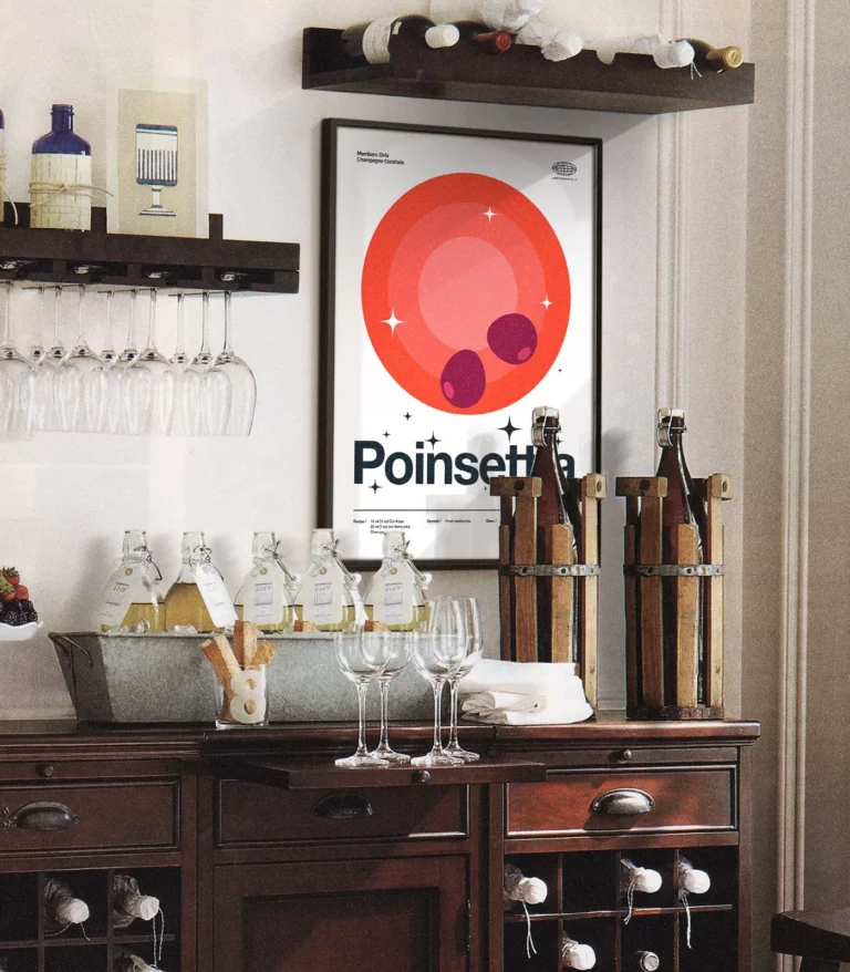 Mid-century modern Poinsettia Cocktail poster