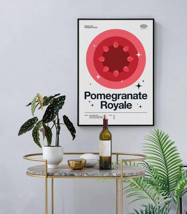 Mid-century modern Pomegranate Royale Cocktail poster