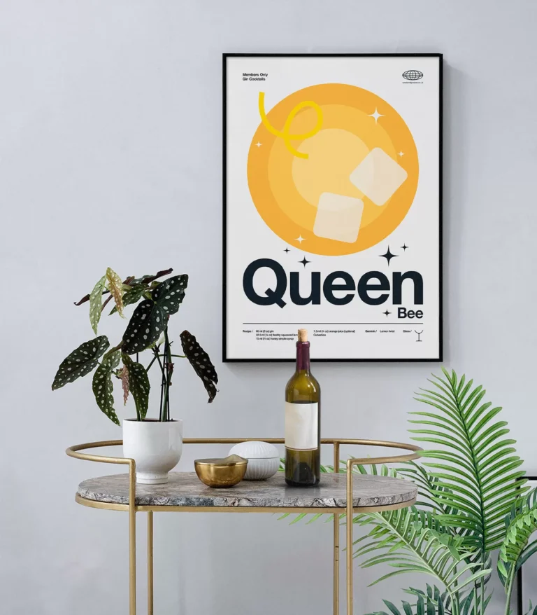 Mid-century modern Queen Bee Cocktail poster
