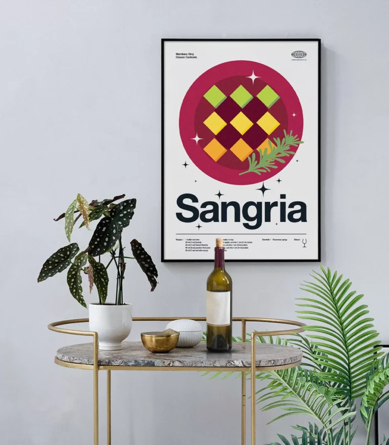 Mid-century modern Sangria Cocktail poster