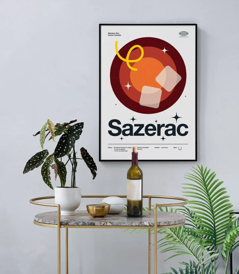 Mid-century modern Sazerac Cocktail poster