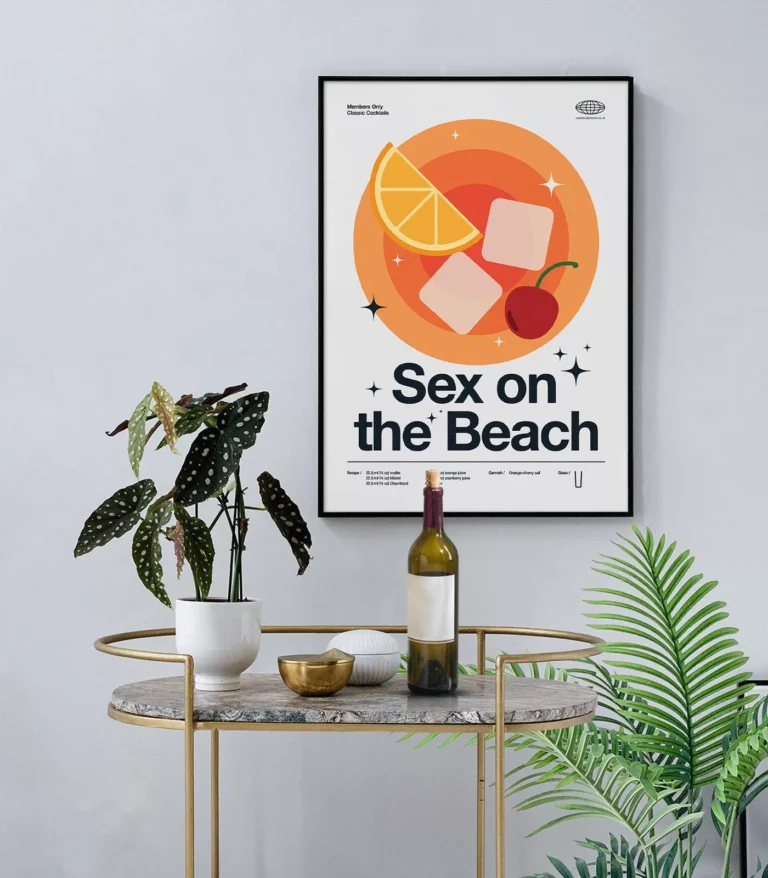 Mid-century modern Sex on the Beach Cocktail poster