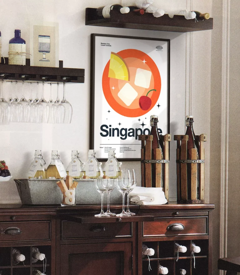 Mid-century modern Singapore Sling Cocktail poster