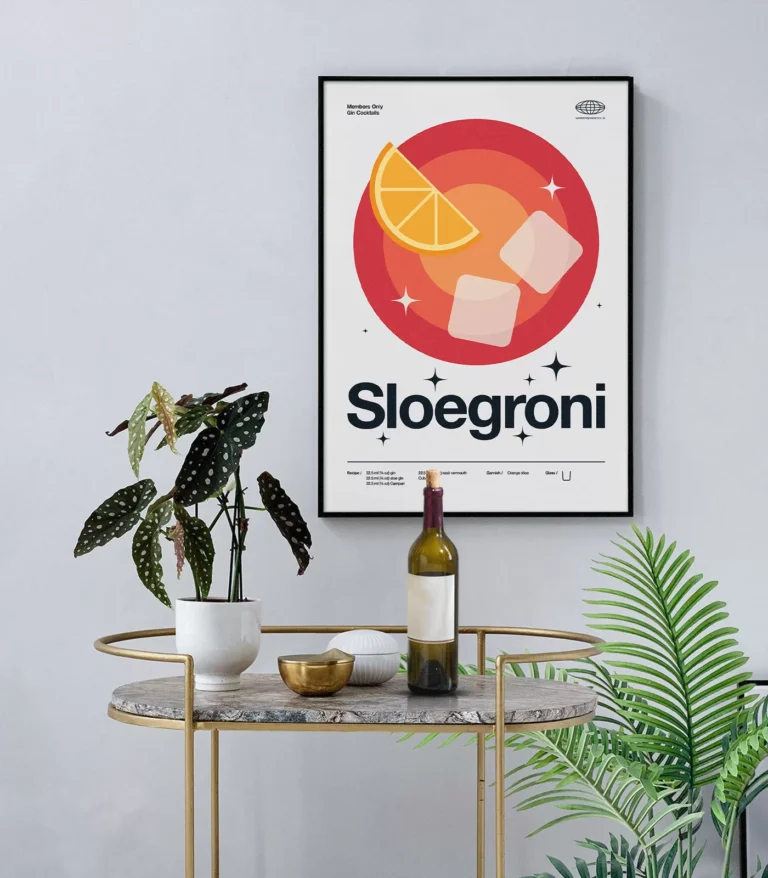 Mid-century modern Sloegroni Cocktail poster
