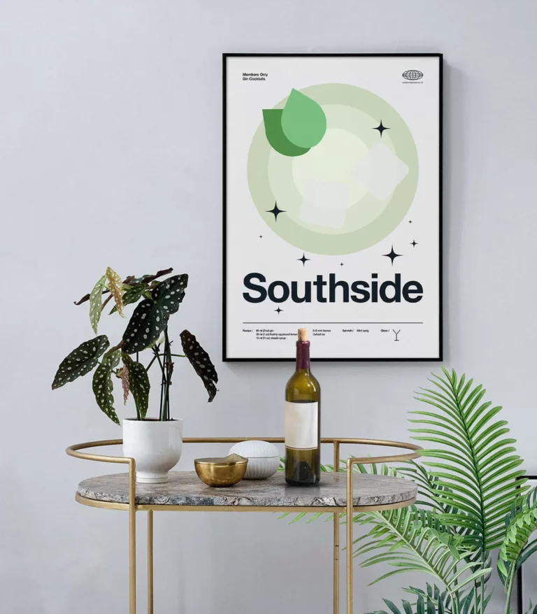 Mid-century modern Southside Cocktail poster