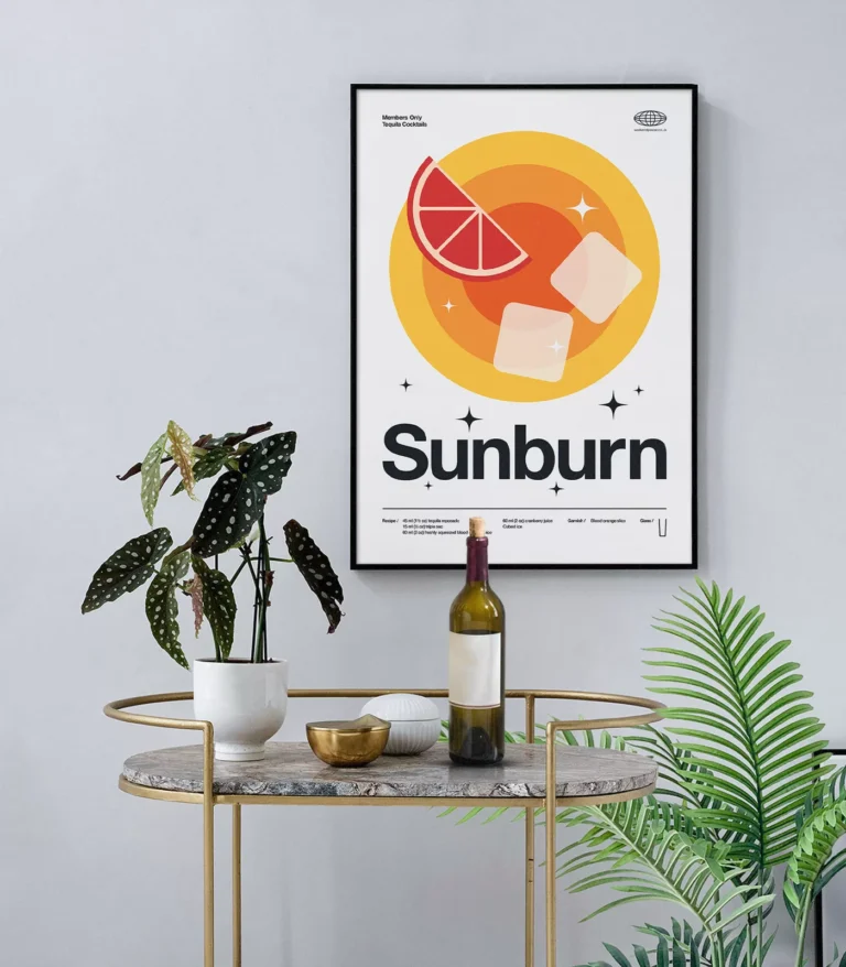 Mid-century modern Sunburn Cocktail poster