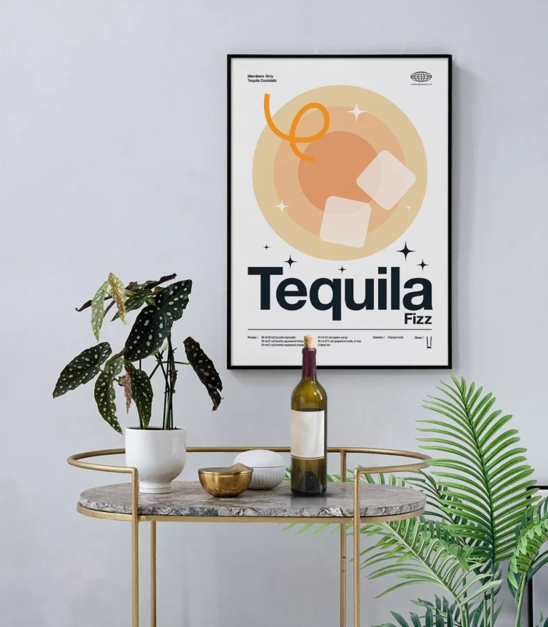 Mid-century modern Tequila Fizz Cocktail poster