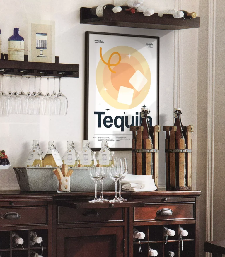Mid-century modern Tequila Fizz Cocktail poster