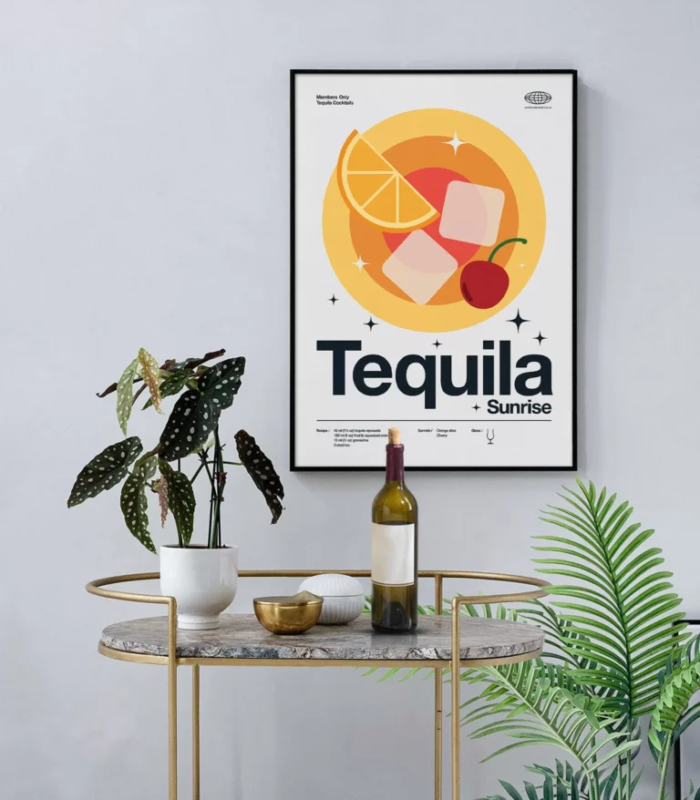 Mid-century modern Tequila Sunrise Cocktail poster