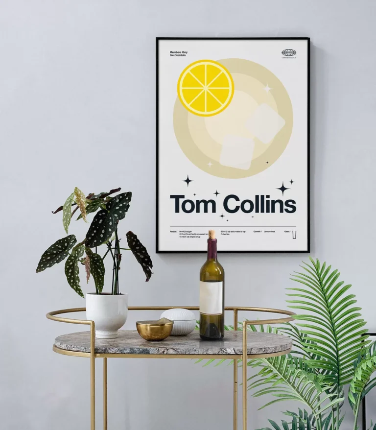 Mid-century modern Tom Collins Cocktail poster