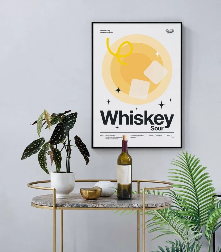 Mid-century modern Whiskey Sour Cocktail poster
