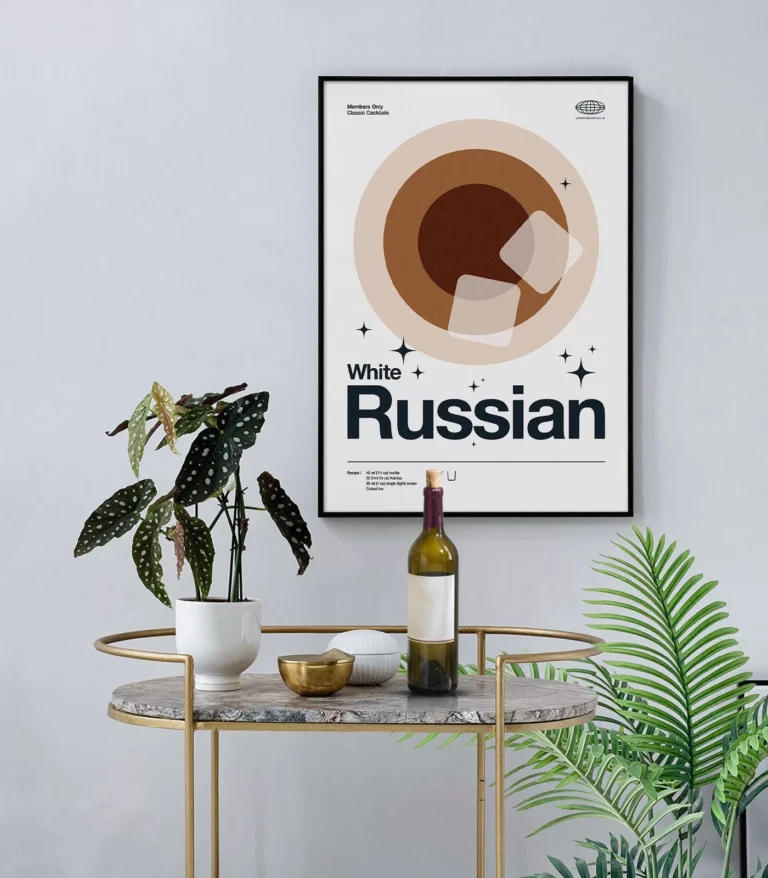 Mid-century modern White Russian Cocktail poster